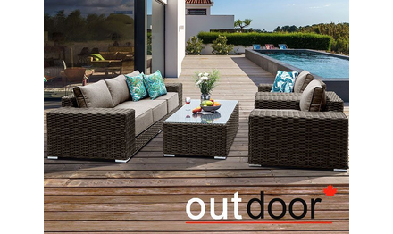 Комплект мебели из ротанга OUTDOOR Мадейра (3-местный диван, 2кресла, стол), ш/п, коричневый