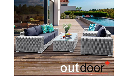 Комплект мебели из ротанга OUTDOOR Мадейра (3-местный диван, 2кресла, стол), ш/п, светлый микс