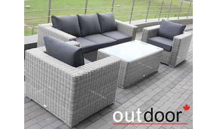 Комплект мебели из ротанга OUTDOOR Флорида (3-местный диван, 2 кресла, стол), у/п, светлый микс